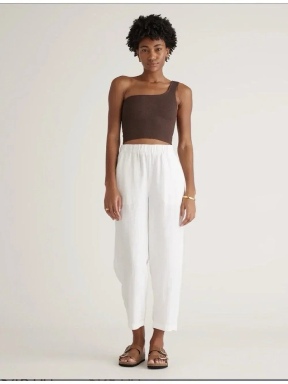 Quince Women’s 100% European Linen Pull On Crop Pants White Size S - Picture 4 of 16